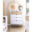 Commode de rangement blanche et naturelle avec tiroirs de rangement pour chambre de jeunes, 1 pièce
