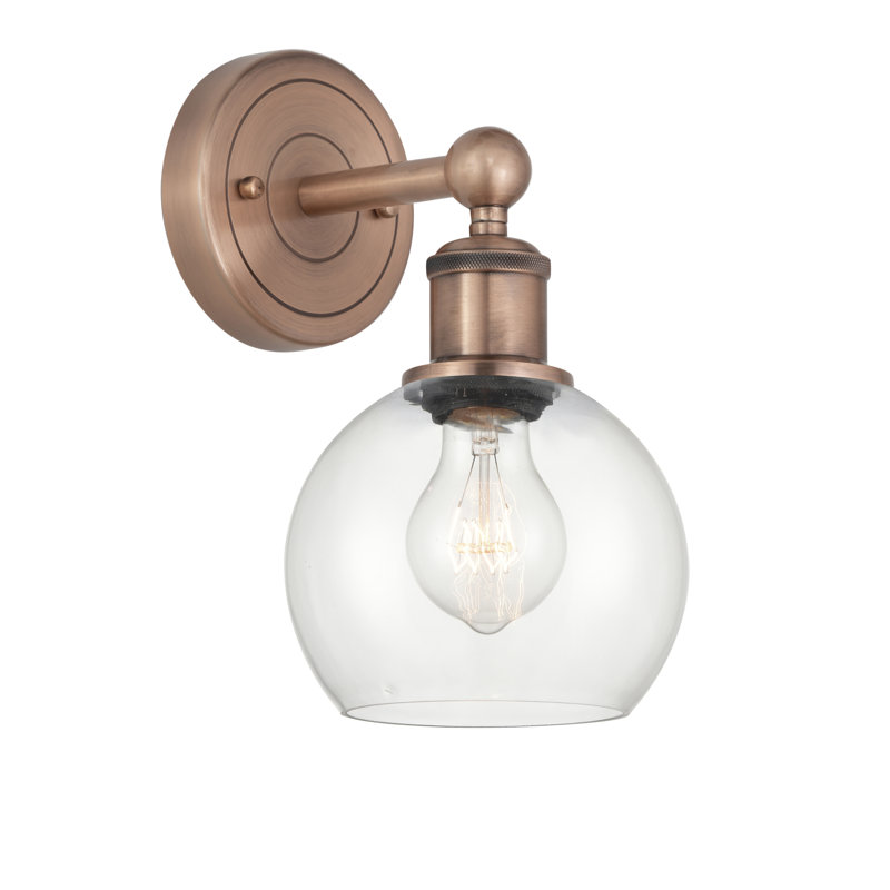 Cheboygan Armed Sconce, Clear, Antique Copper
