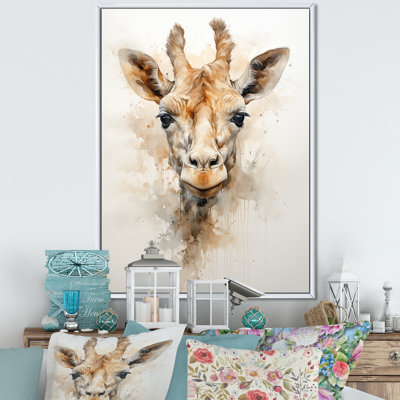 «Minimalisme», girafe beige sur toile