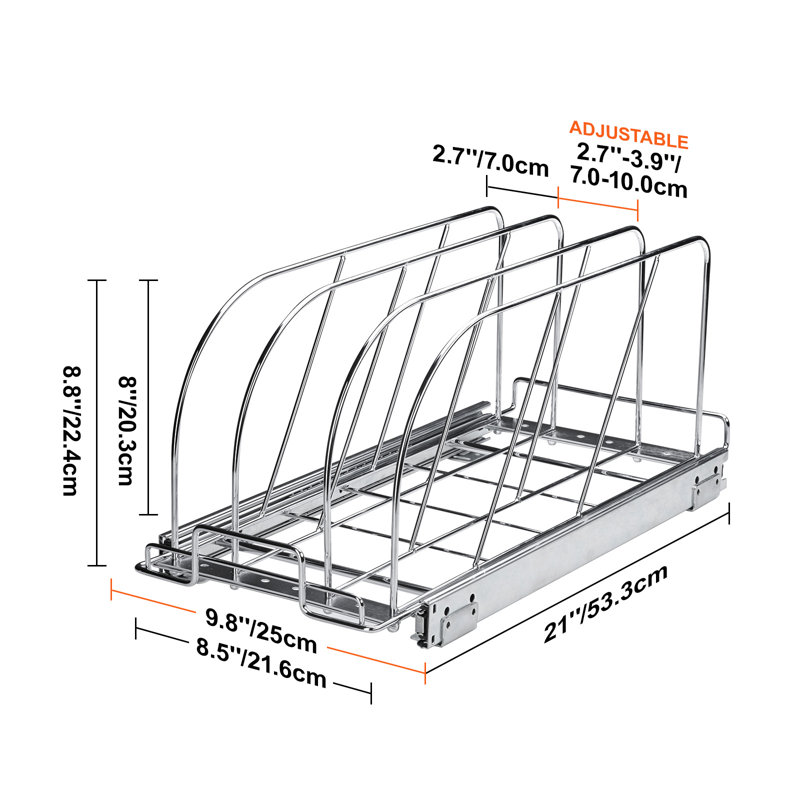 Tiroir coulissant réglable en acier Coster, H 8,8 po x l 9,8 po x P 21 po