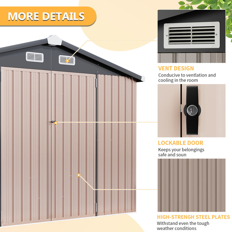 8 ft. W x 6 ft. D Metal Storage Shed
