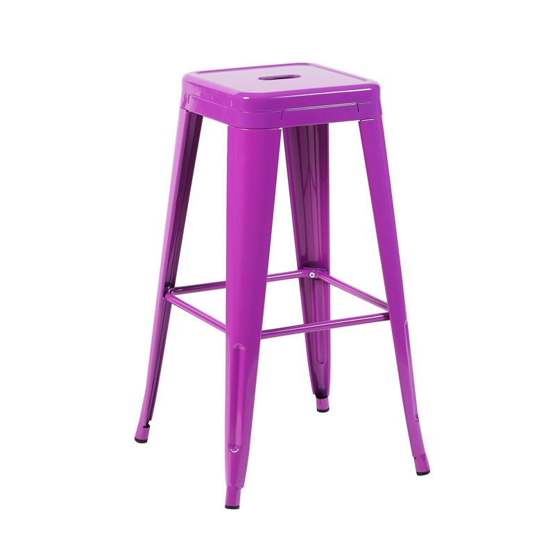 Tabourets de bar en métal mauve sans dossier de 2, hauteur de comptoir de 30 pouces, rouille, structure, pour tabourets de hauteur de salle à manger, assemblage, espace, grand