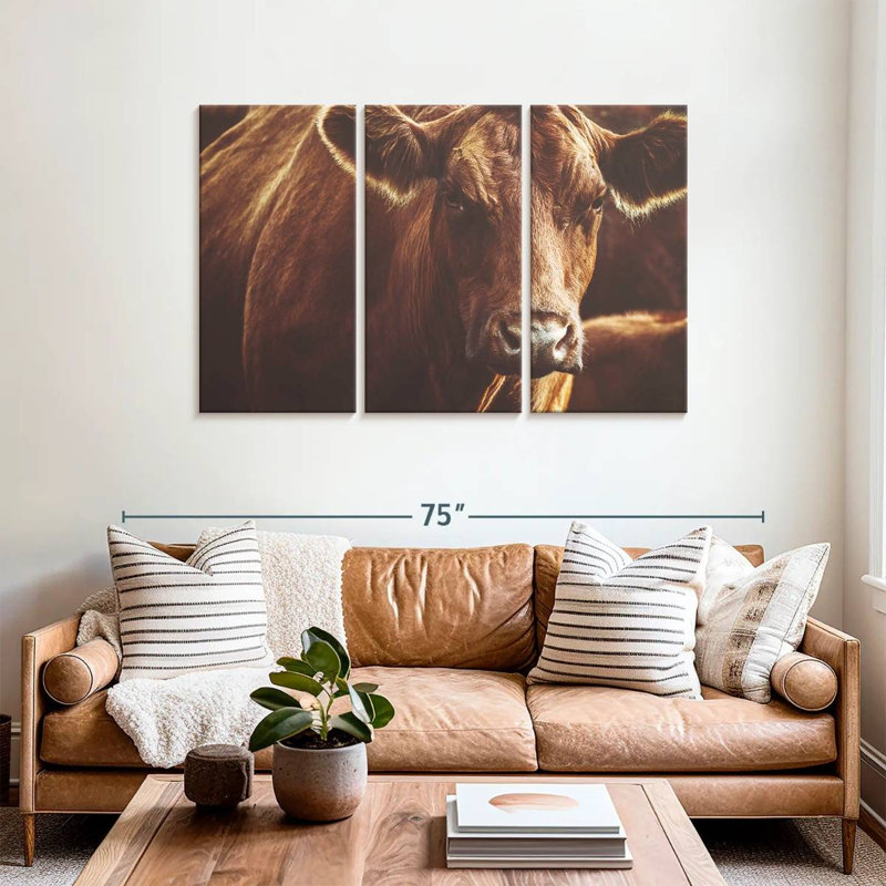 Brampt Expressive Brown Cow, 36" H x 57" W