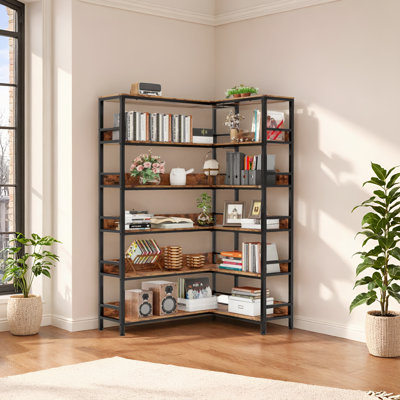 Bibliothèque de coin 6 niveaux avec buffets pour le bureau à domicile