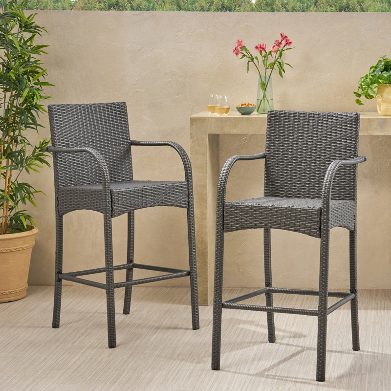 Paire 2 - construction en métal, siège de 30 po de hauteur, 2 tabourets de bar d'extérieur modernes, métal, chaise haute de 44,67 po, patio