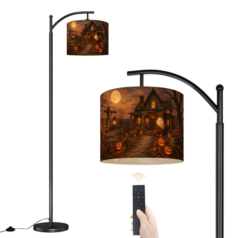 Lampe sur pied à DEL à intensité variable de style rustique Halloween, abat-jour réglable en hauteur avec télécommande, pour le salon, la chambre et le bureau