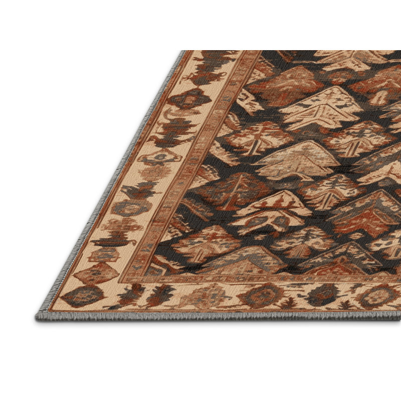Tapis brun lavable à la machine, Rond 4 pi