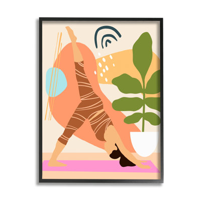 " Bold Abstract Shapes Yoga Fitness Person Houseplant " Graphic Art Print