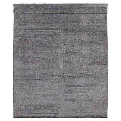 Tapis gris noué à la main unique 9 pi 10 po x 13 pi 9 po One of Kind