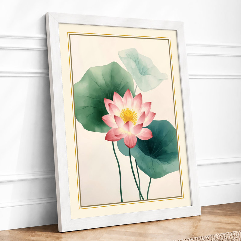 Lotus In Bloom Botanical - Print, A1 - 84.1 x 59.4 cm, White