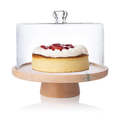 Sabrina Marble Footed Cake Stand With Dome