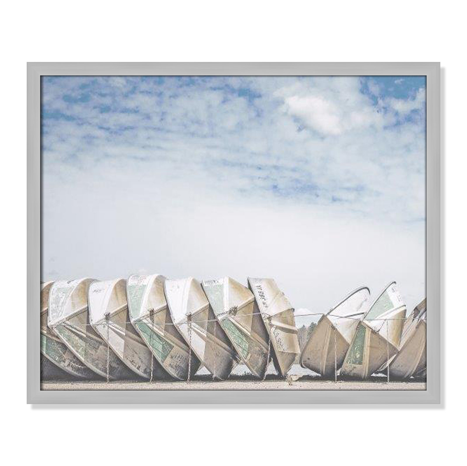 Hennecy "Wooden Boats" Print by Leah Straatsma, Matte Silver, 21.5" H x 25.5" W x 1.25" D