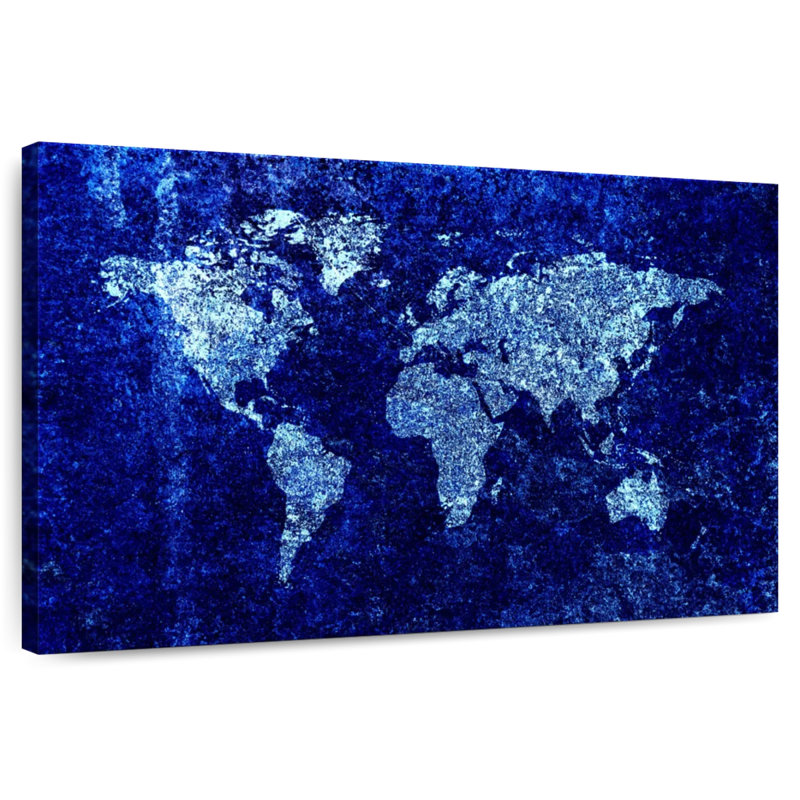Carte du monde bleue fraîche Aliaz, H 24 po x l 36 po