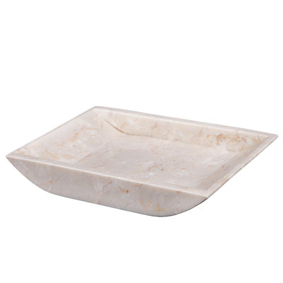 Creative Home Natural Champagne Marble Boat Shaped Candle Holder Tray Accessory Organize Tray Bathroom Countertop Organizer