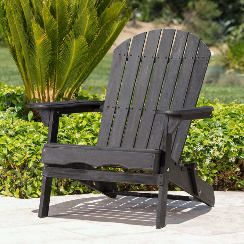 Chaise Adirondack d'extérieur en bois avec accoudoirs, Gris foncé