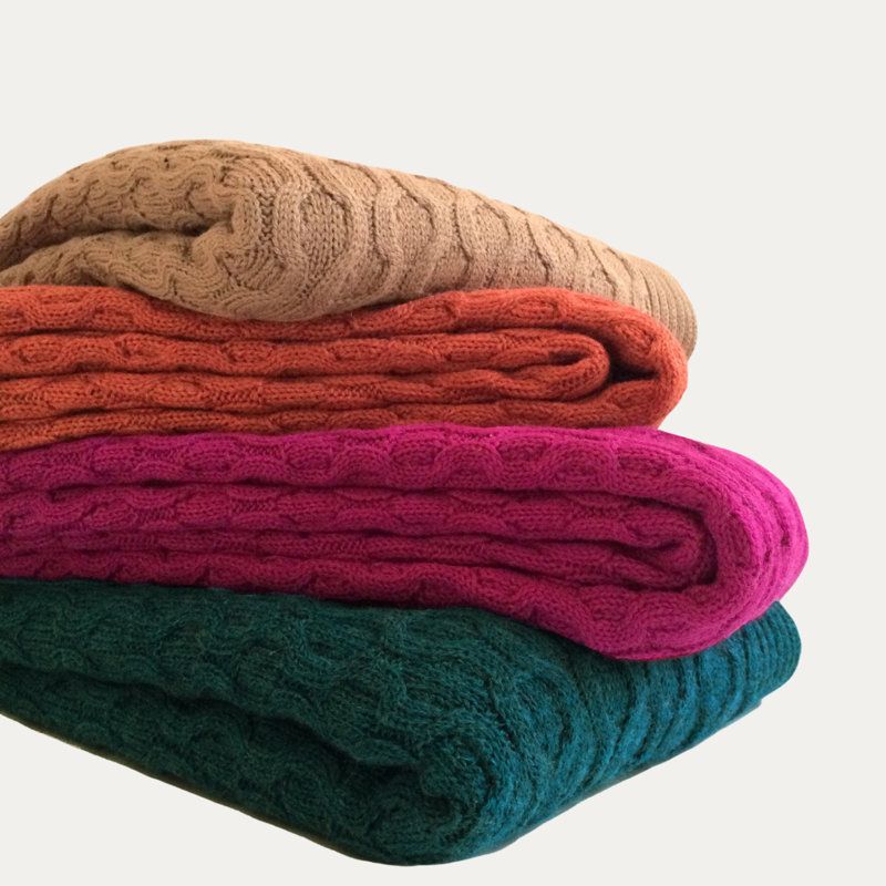Theo Texture Alpaca Throw, Peacock