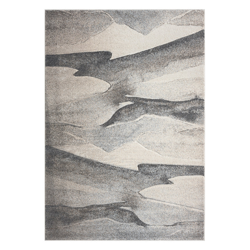 Tapis abstrait en polypropylène / jute tissé à la machine Jhoel, Rectangle 2 pi 4 po x 3 pi 3 po