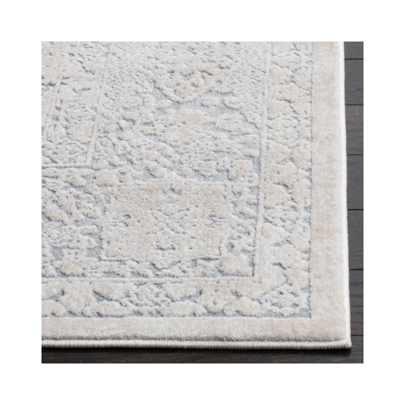 Calidia Floral Light Gray/Cream Area Rug, Rectangle 10' x 14'