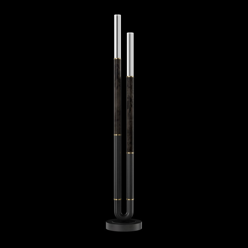 Antonia 71.5"H Floor Lamp, Black/Brass/Charcoal