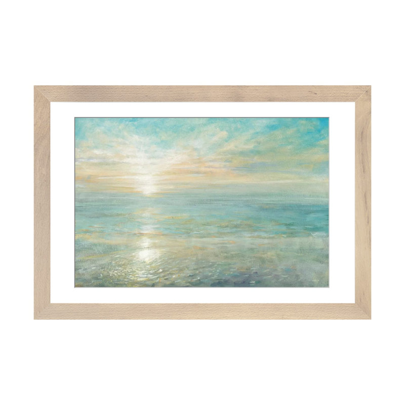 « Sunrise » par Danhui Nai - reproduction, H 16 po x l 24 po x P 1 po, Papier avec cadre flottant en bois naturel, Blanc