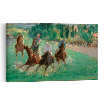 Aux courses, vers 1875. Estampe murale abstraite impressionniste contemporaine représentant un cheval.
