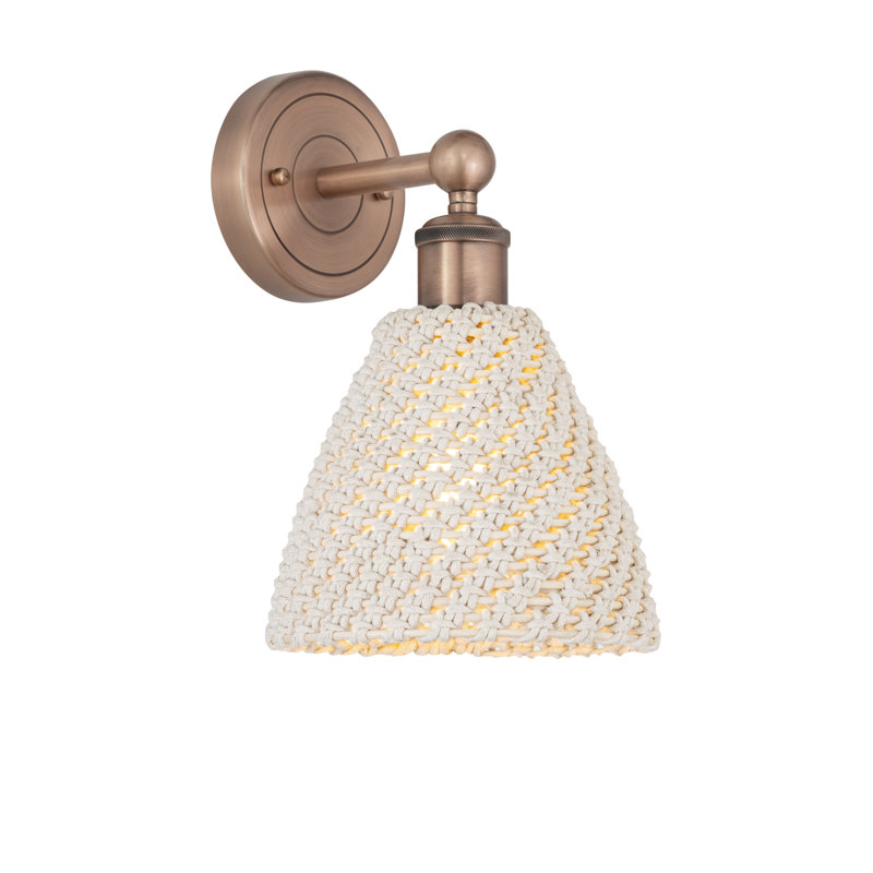 Barberio Steel Armed Sconce, Crème / cuivre antique