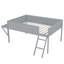  Lit mezzanine Gaming avec bureau et DEL, gris-446572639