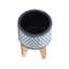 Ceramic 5" Aztec Planter On Wooden Stand, Gray-1126168503