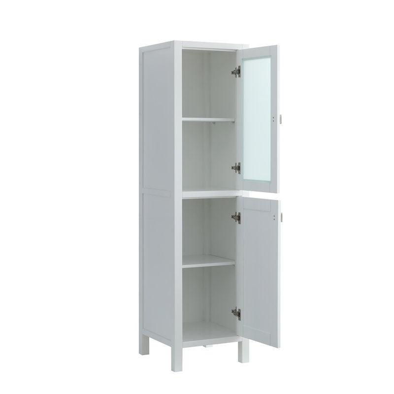 Armoire à linge de salle de bain autoportante à 2 portes avec tablettes Belva