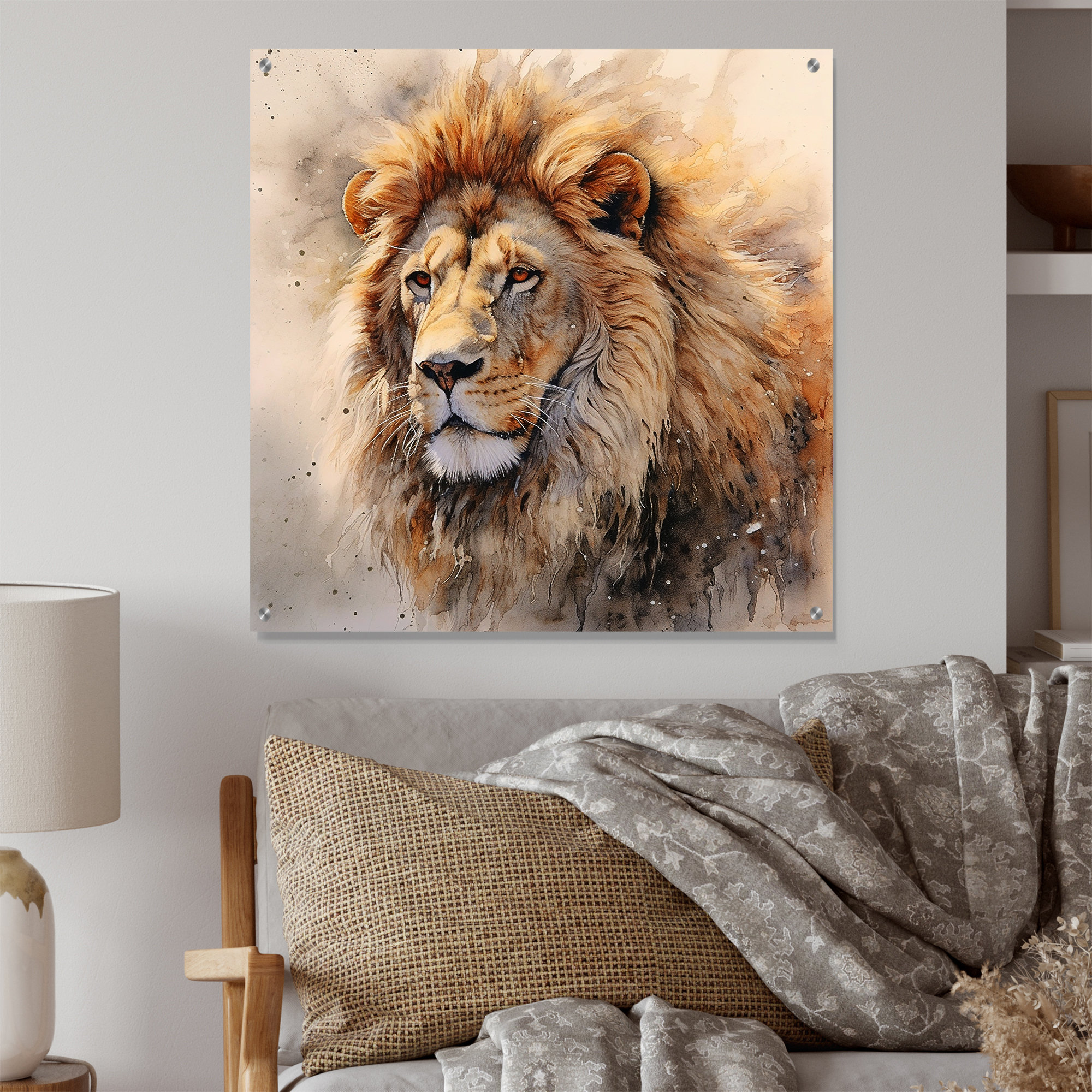 Design Art Fierce Lion III - Lion Acrylic Wall Art | Wayfair