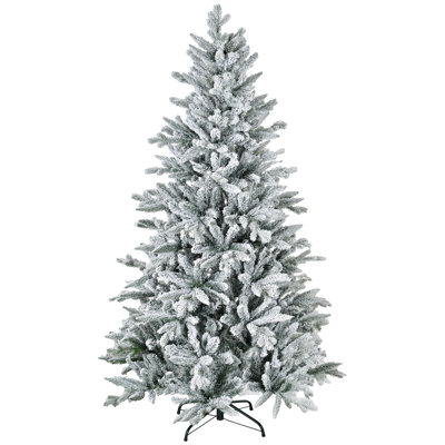 43.3" X 70.9" Snow Flocked Christmas Tree, Metal Stand, Easy Assembly For Home Decor 6ft Frosted 994 Tips, Stable Support, Quick