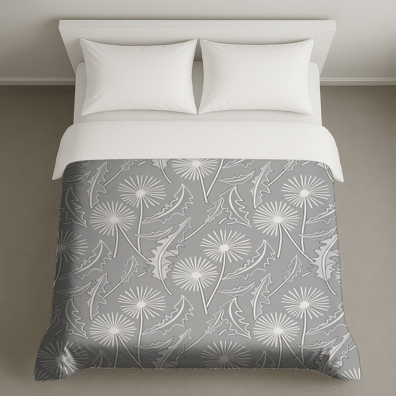 Housses de couette à motif de feuilles de pissenlit, Queen