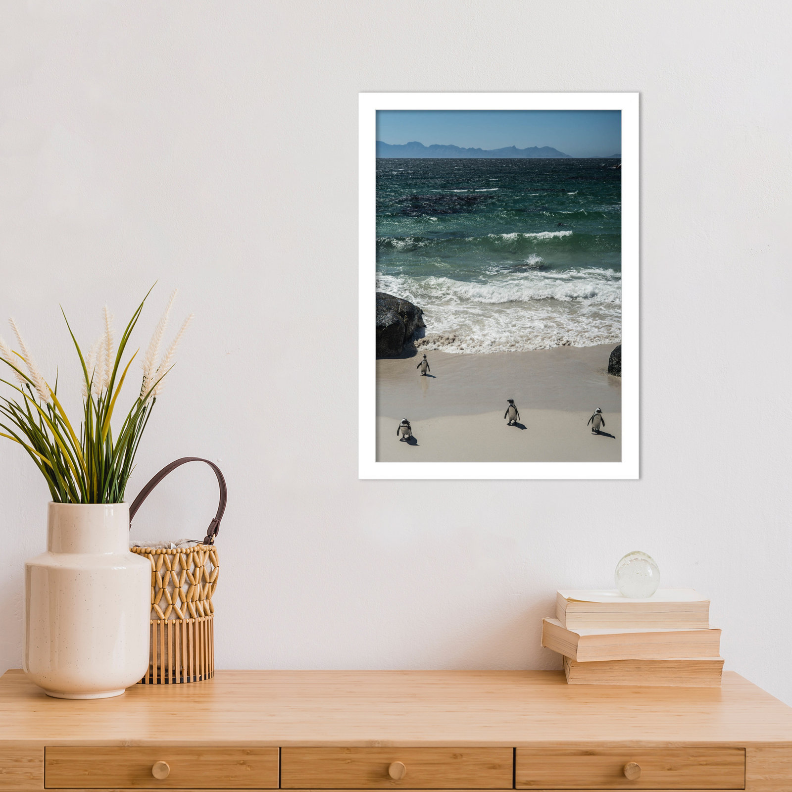 Coming In to the Beach by Shot by Clint Wood Framed Wall Art Print, White, 17" H x 13" W