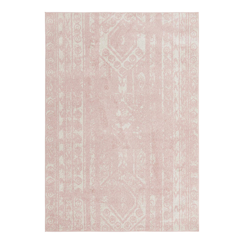 Tapis rose / blanc Gustafson, Rectangle 7 pi x 10 pi