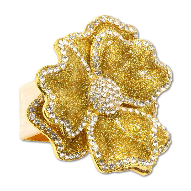 Crystal Flower Napkin Ring, Gold