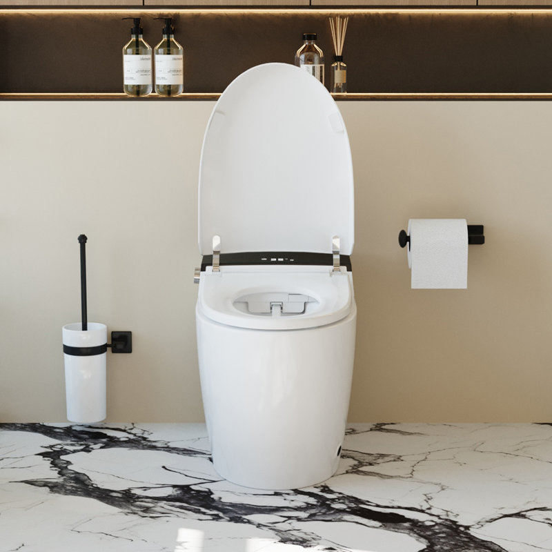 Smart Toilet with Bidet – One‑Piece Design, Heated Seat & Auto Open/Close Lid, Foot Sensing & Automatic Flush, Warm Water Wash & Dryer, LED Display & Night Light – Built‑in Tank
