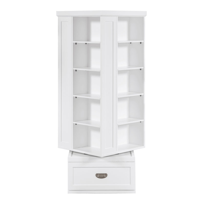 Bibliothèque pivotante moderne avec 16 tiroirs et meubles en bois, Blanc