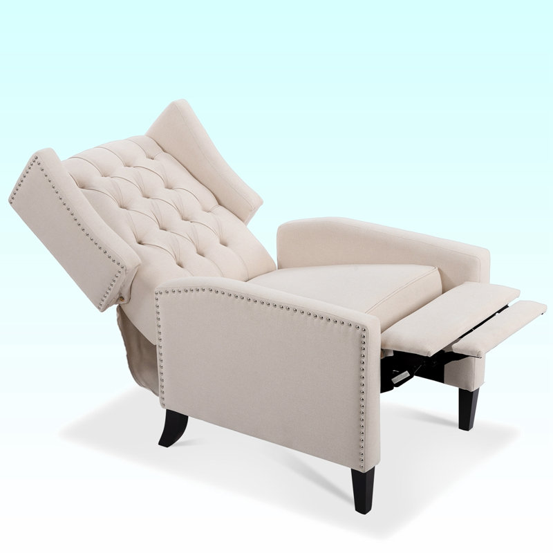 Margheoala Modern Manual Wing Chair Recliner Wide Wing Chair, High Deep Pull Chair, Sitting Chair, Beige Fabric Duplicate 2
