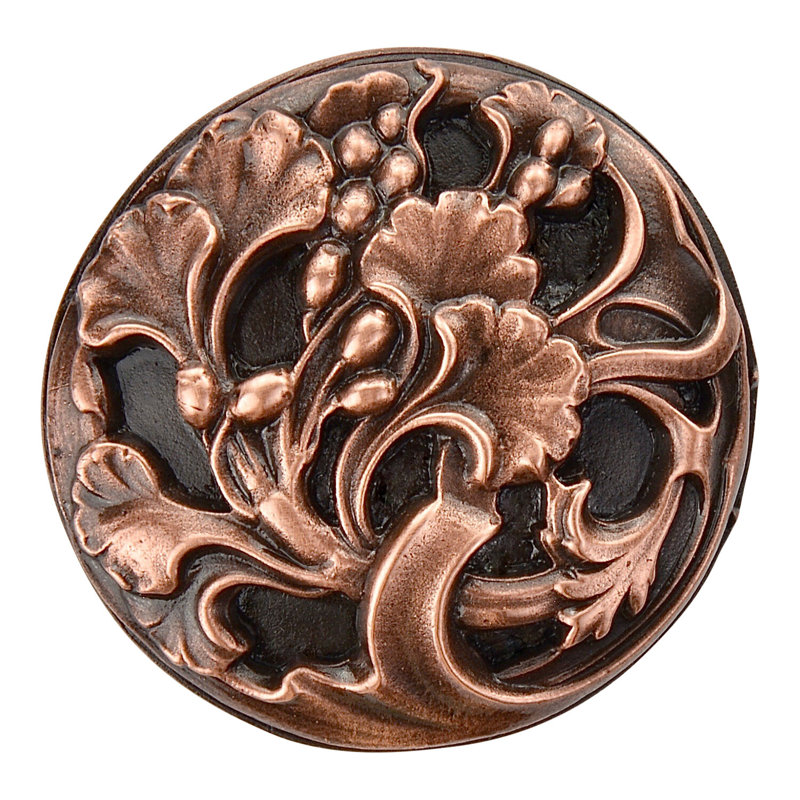 Florid Leaves Circle Knob, Antique Copper