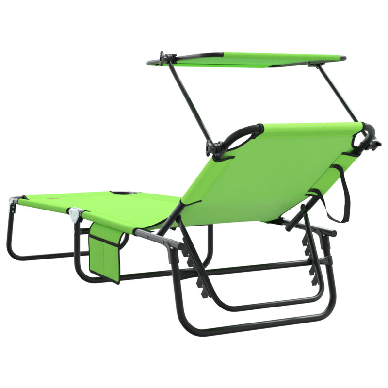 Folding Sun Lounger Folding Oxford Outdoor Recliner Adjustable Patio, Green