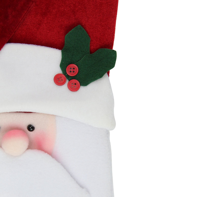 Chaussette de Noël 19,25 "à broderies rouges et blanches Ho Ho Ho