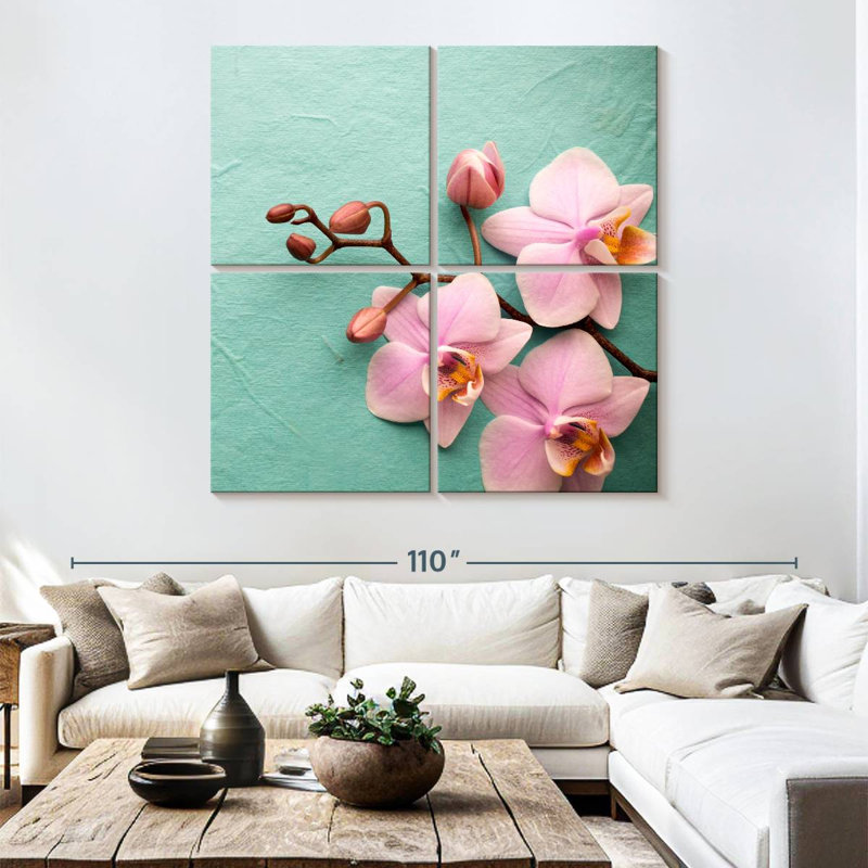 Orchidées rose pâle, H 74 po x l 74 po