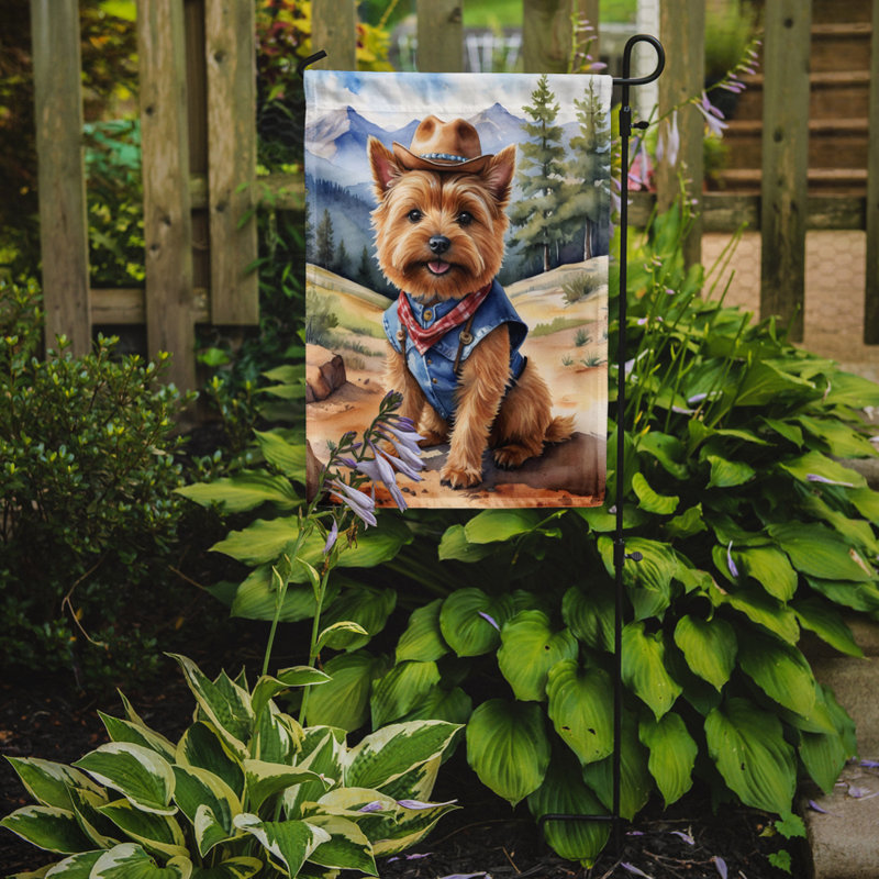 Drapeau Cowboy Welcome Garden, Norwich Terrier