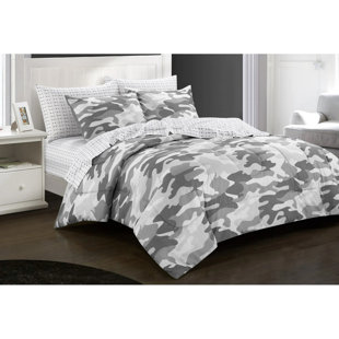 Ensemble d'édredon en microfibre blanc / gris