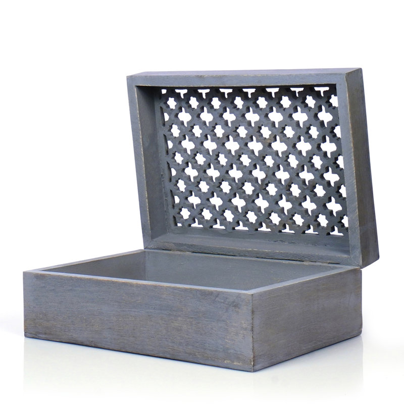 Boîte décorative Ezekiel, H 4 po x l 10,5 po x P 7,5 po, Gris