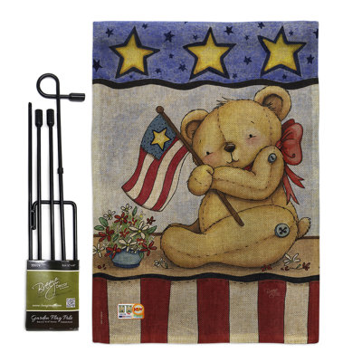 Double Sided 18.50'' H x 13'' W Polyester Independence Day Flag Set