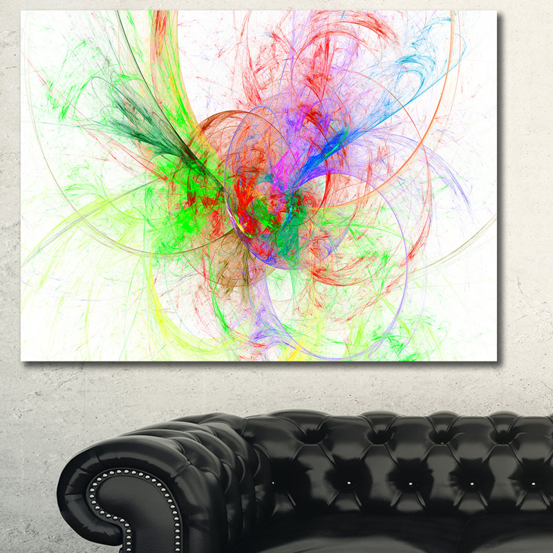 «Multi-Color on White Fractal Design», reproduction d'art graphique sur toile tendue, H 30 po x l 40 po x p 1 po