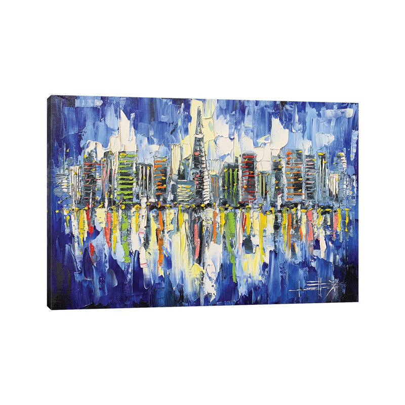 San Francisco Evening Skyline by Lisa Elley - Wrapped Canvas Painting, 20.32 cm H x 30.48 cm W