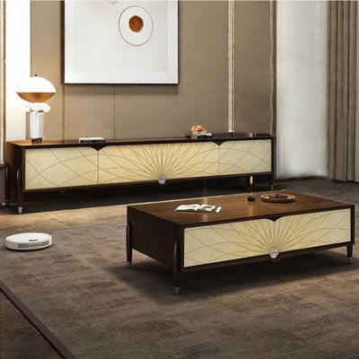 Combination Of Coffee Table And TV Stand 2 - Piece Living Room Table Set