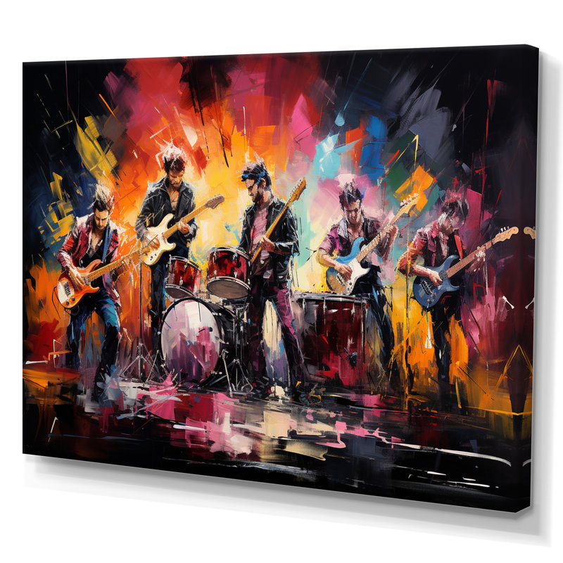 Rock Band In Action II, reproduction d'art sur toile, H 16 po x l 32 po x P 1 po, Toile tendue